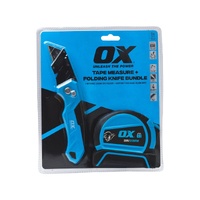 OX Trade 8m Tape Measure & Folding Knife Bundle Kit